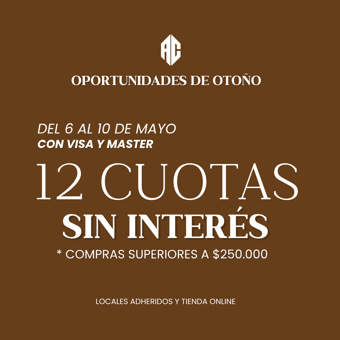 12 CUOTAS SIN INTERÉS CON VISA Y MASTER A PARTIR DE $250.000
