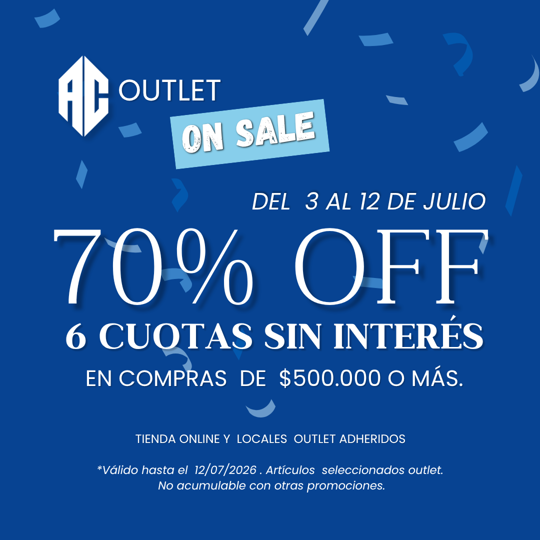 OUTLET ON SALE 70% OFF + 6 CUOTAS COMPRANDO + $500.000
