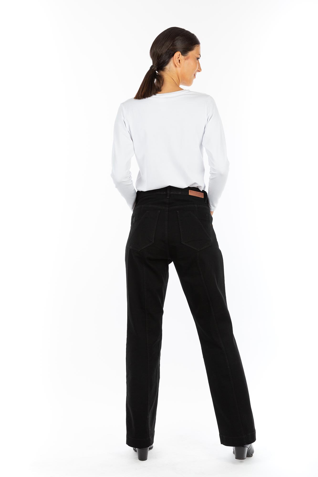 PANTALON HIGH WAIST ANCHO GABARDINA